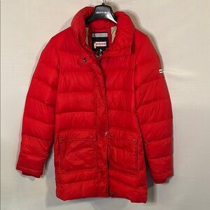 Hunter Down Red Puffer Jacket Parka Size XS